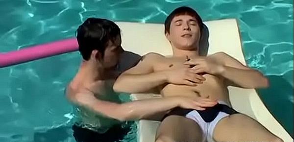  Young analled smokers cum hard in poolside threesome